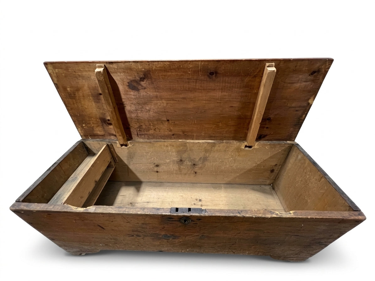 Antique Primitive Pine Blanket Chest with Interior Till