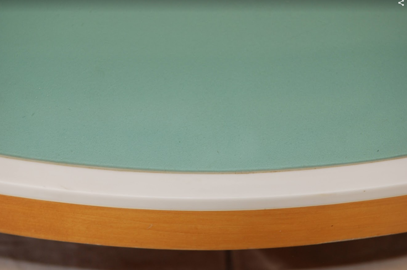 MOYER/HOFFMAN STYLE COCKTAIL TABLE WITH CORIAN AND SOLEX GLASS TOP