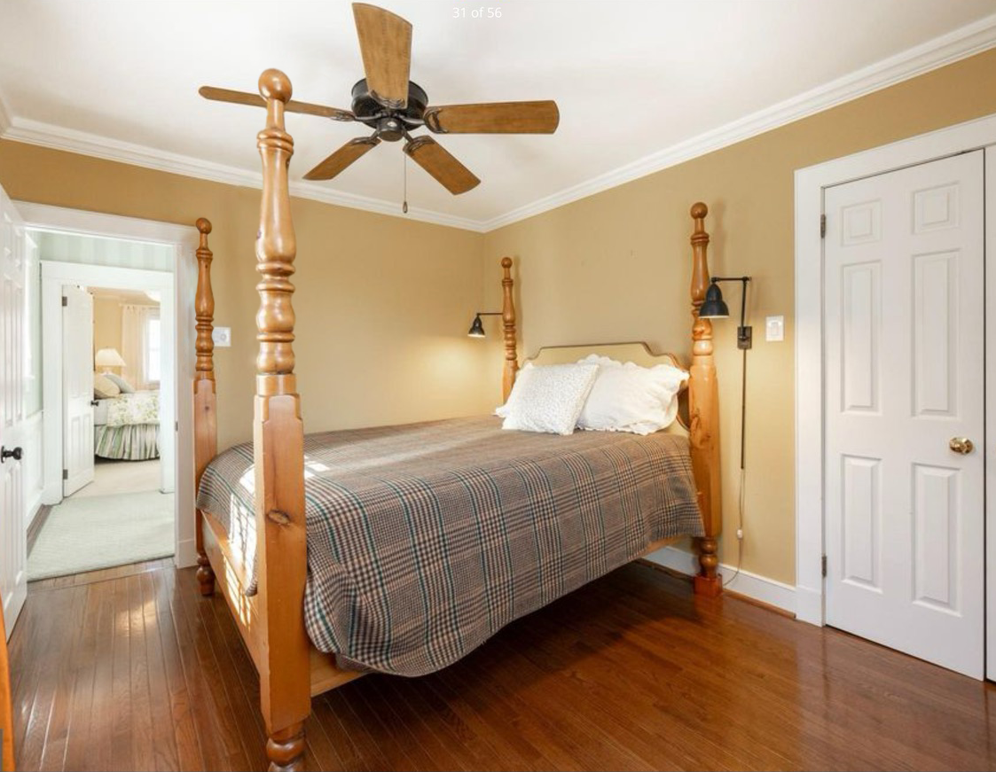 PINE FOUR POSTER BED WITH LEATHER HEAD BOARD
