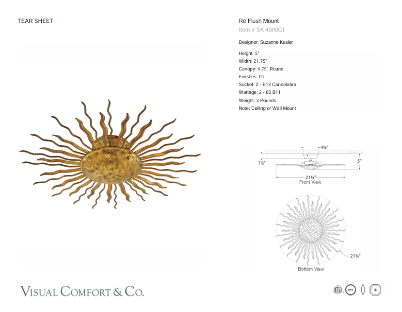 Re Flush mount Designed by Susan Kessler for Visual Comfort