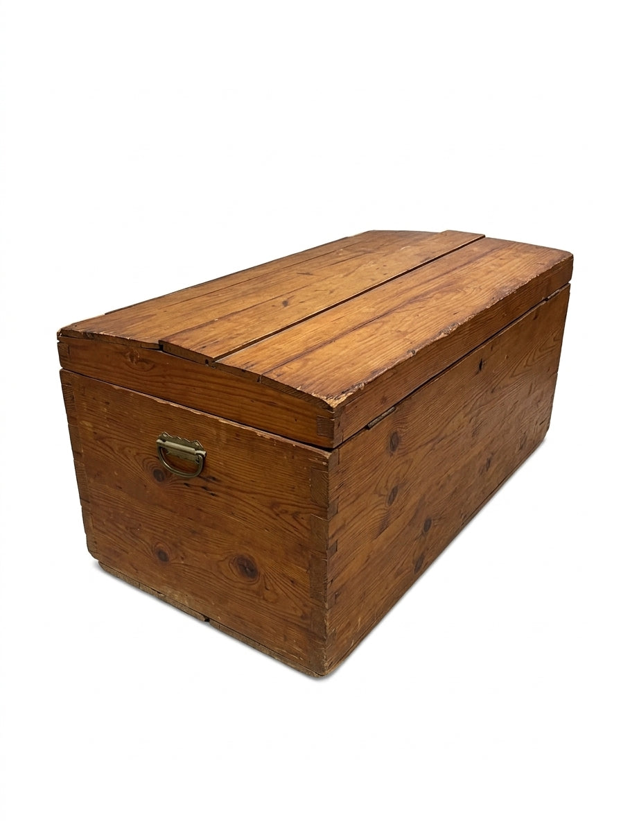 Rustic Solid Pine Storage Trunk / Wooden Blanket Chest