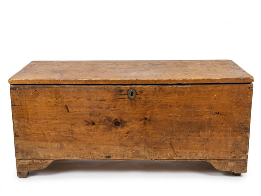Antique Primitive Pine Blanket Chest with Interior Till