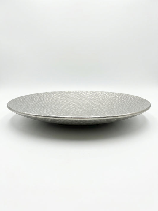 Hammered Texture Decorative Display Platter with Brass Easel