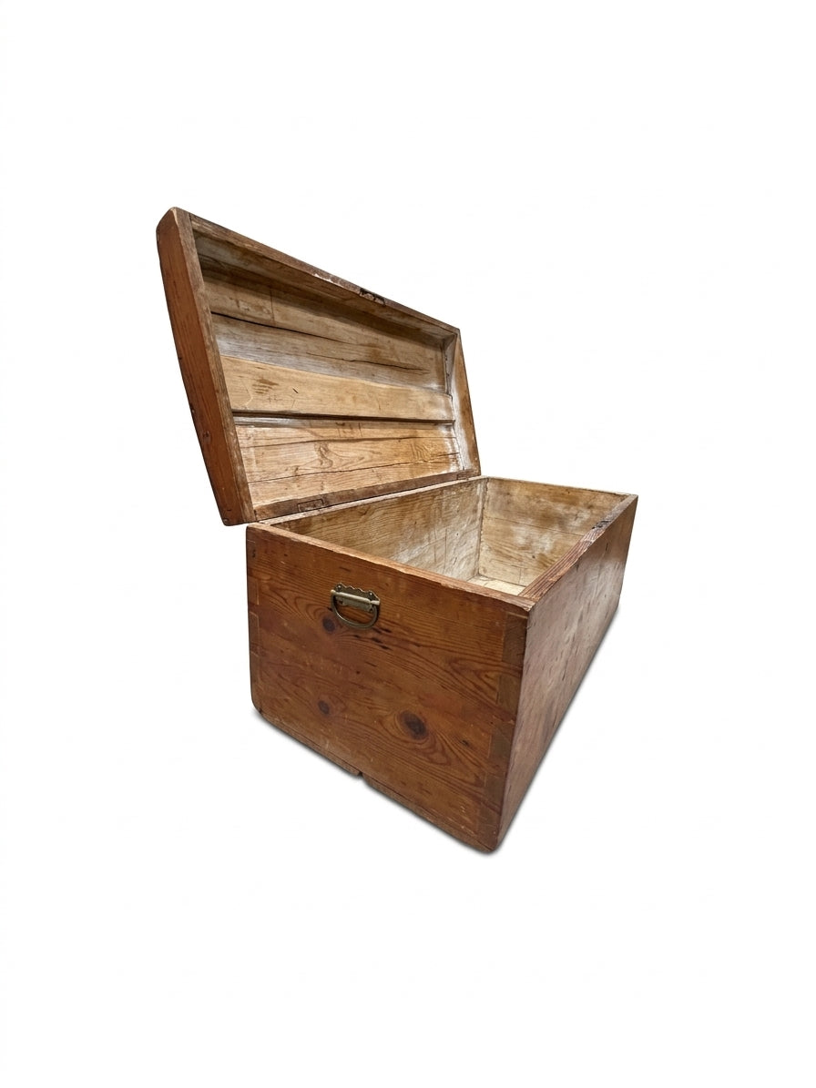 Rustic Solid Pine Storage Trunk / Wooden Blanket Chest