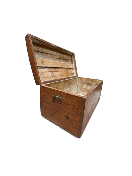 Rustic Solid Pine Storage Trunk / Wooden Blanket Chest
