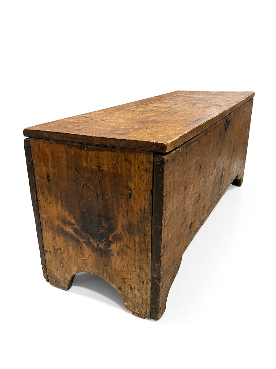 Antique Primitive Pine Blanket Chest with Interior Till