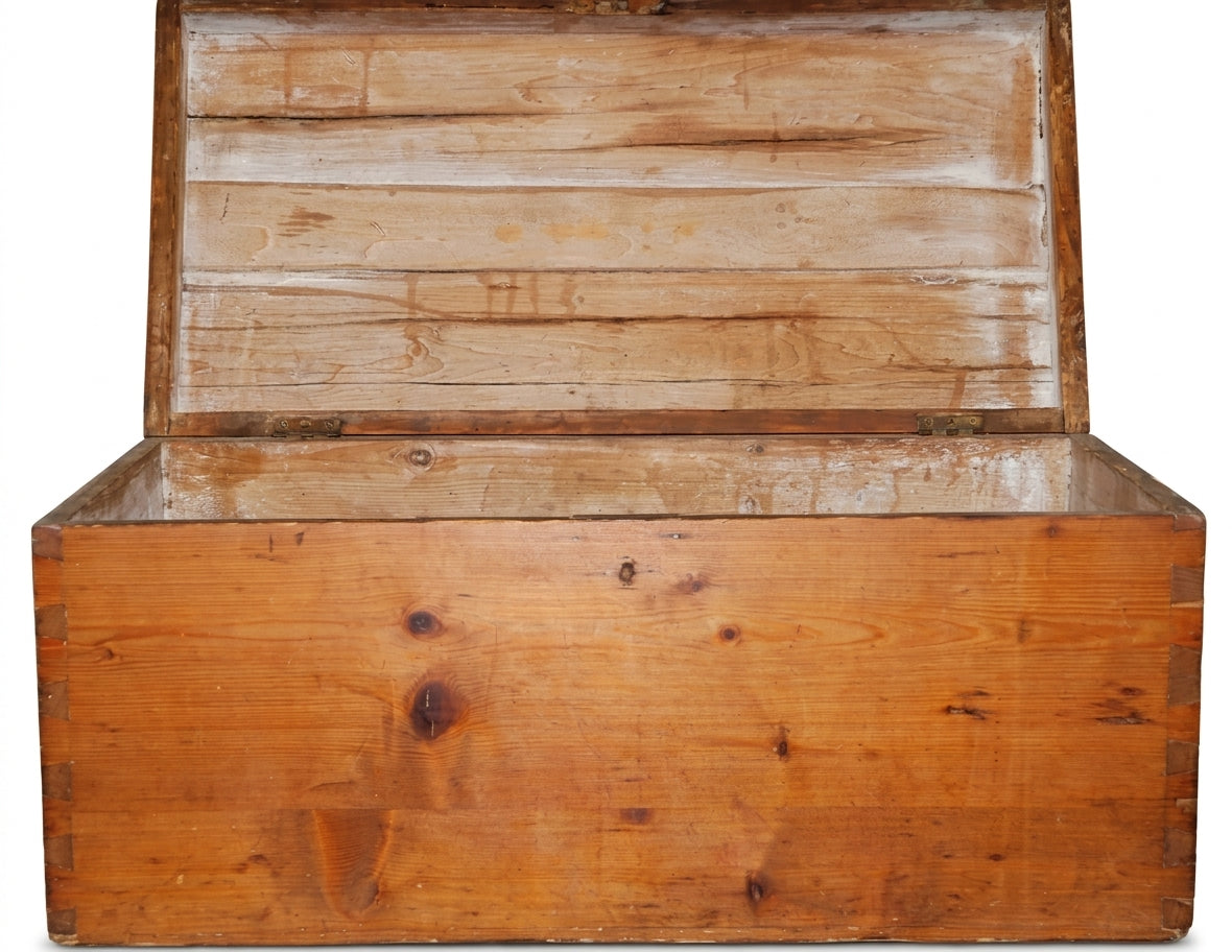 Antique Irish Pine Blanket Chest circa 1800 – Hand-Cut Dovetail Trunk