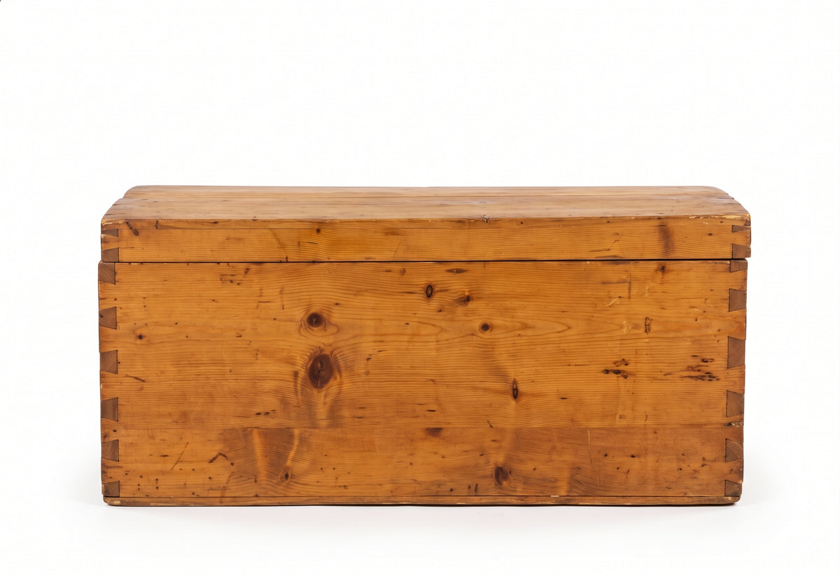 Antique Irish Pine Blanket Chest circa 1800 – Hand-Cut Dovetail Trunk