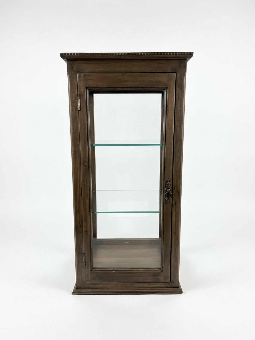 Vintage Distressed Tabletop Curio Cabinet & Display Etagere