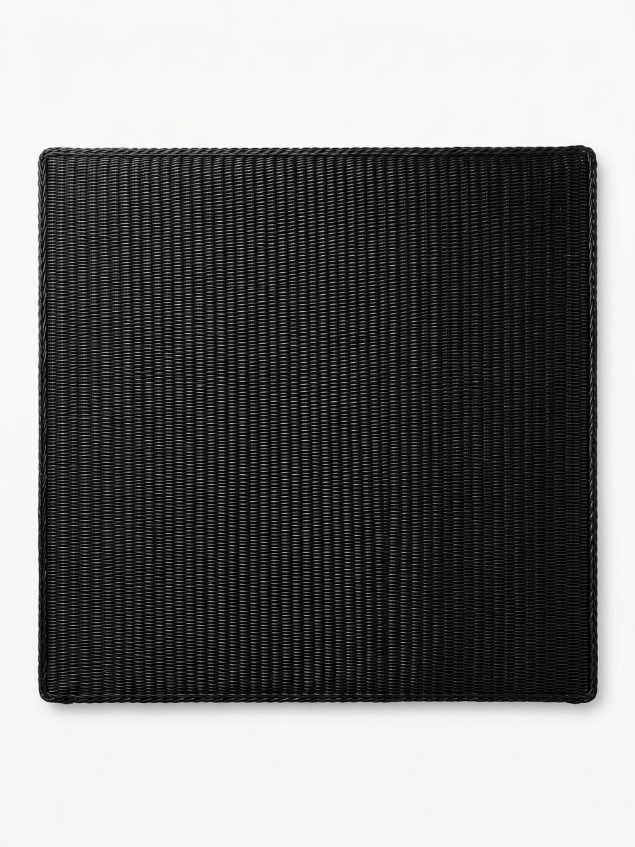 Authentic JANUS et Cie Twin Headboard – Woven Black Wicker, Modern Coastal Luxury