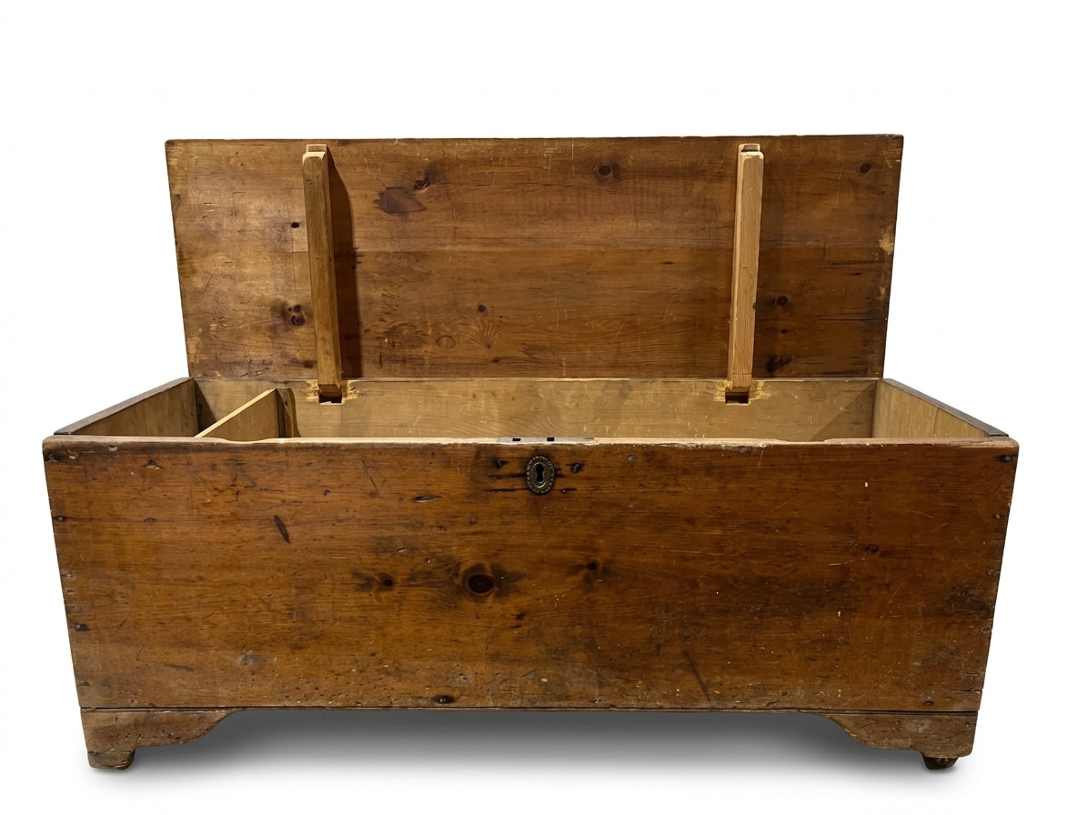 Antique Primitive Pine Blanket Chest with Interior Till