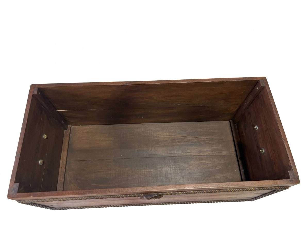 Antique Coastal Dome-Top Dowry Trunk with Carved Appliqués