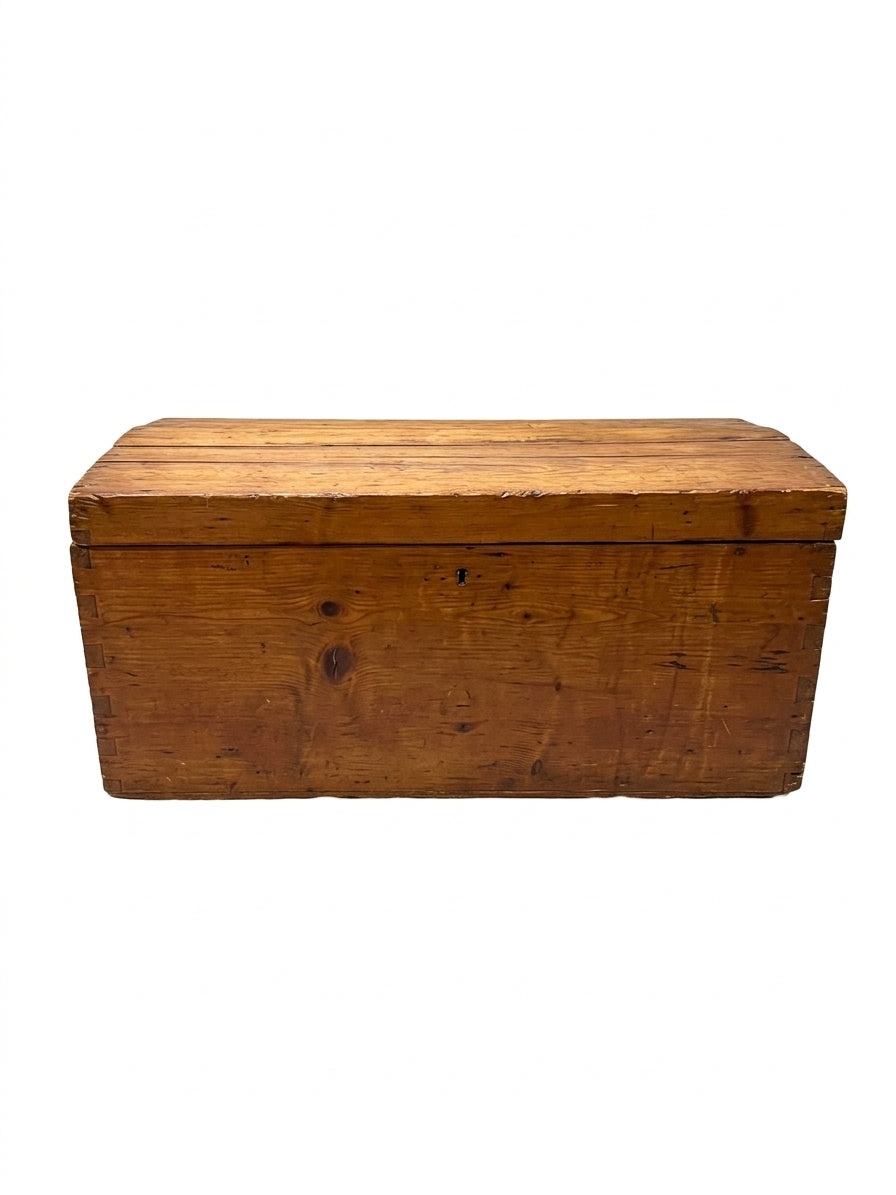 Rustic Solid Pine Storage Trunk / Wooden Blanket Chest