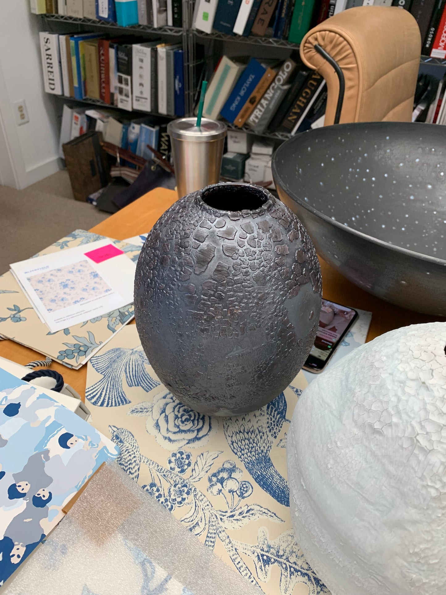 Hand Made Vase with Heavy Crackle Finish