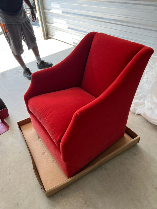 AMBELLA CLAUDETTE SWIVEL CHAIR IN BERRY SURPRISE MOHAIR