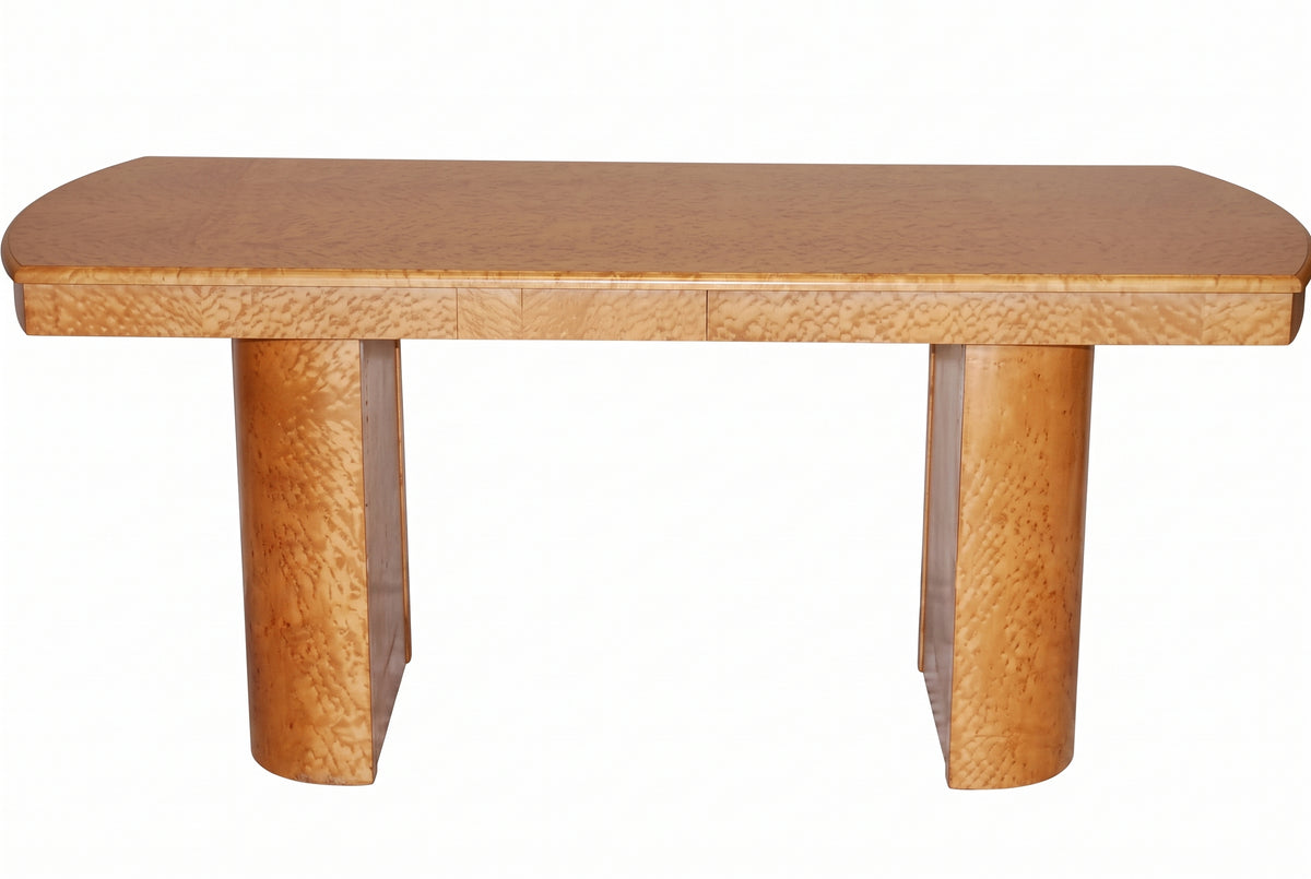 Postmodern 72" Bird’s-Eye Maple Pedestal Dining Table
